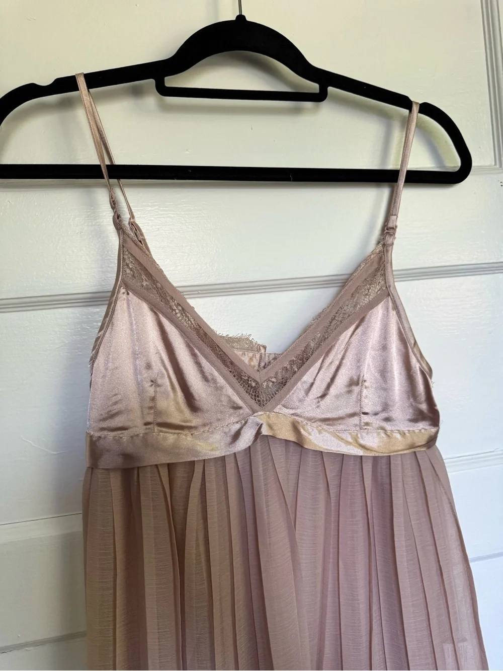 Daya Dusty Rose High-Low Chiffon Slip Dress w/Lace Trim Feminine Fairycore Sz S